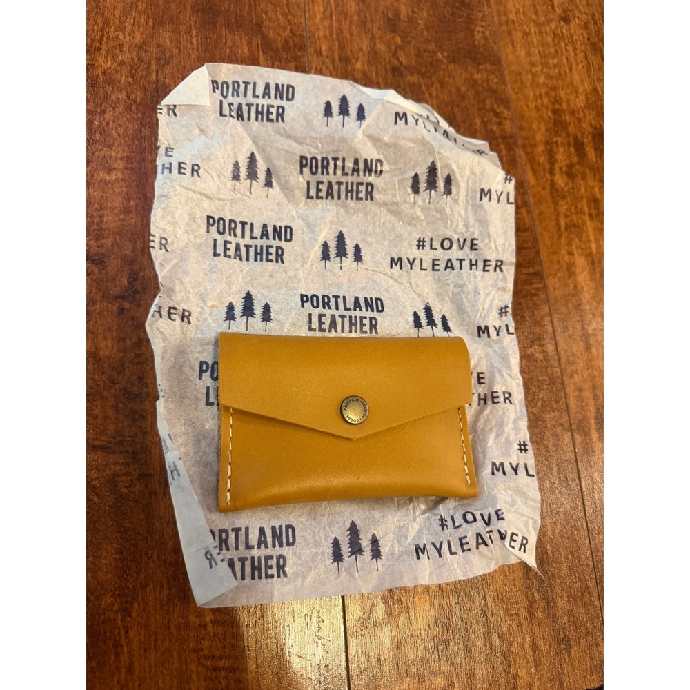 Portland Leather Honey Yellow Leather Envelope Card Holder Wallet Snap Case
